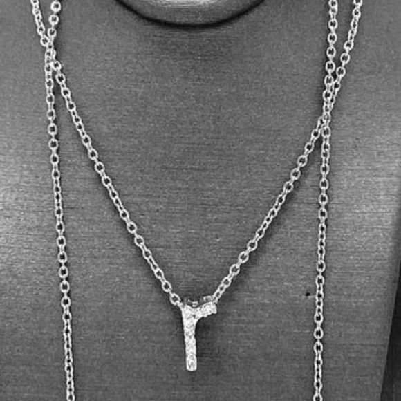 CHOICE OF: Petite Initials "d" "p" and "r" SS/Diamonique with Chain - Picture 1 of 5